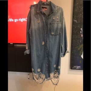 Distressed Denim dress / jacket